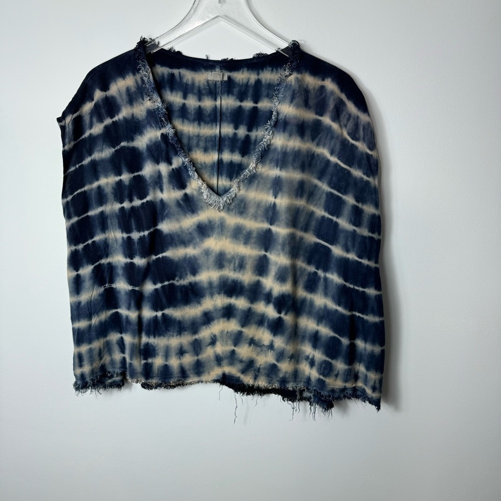Ecote blue tie-die top blouse size small 1885